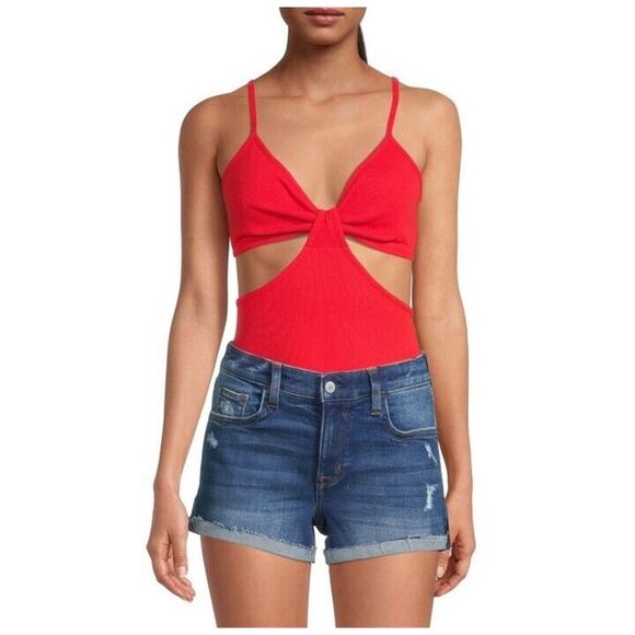 Arizona Jeans Women Bodysuits Asymmetric Bralette Ultimate Orange Sz Medium New - Picture 1 of 7